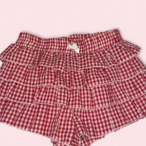 Red Gingham Ruffle Women’s Shorts